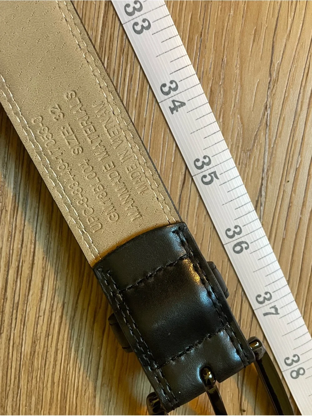 Black Leather Men's Belt with Gold Buckle